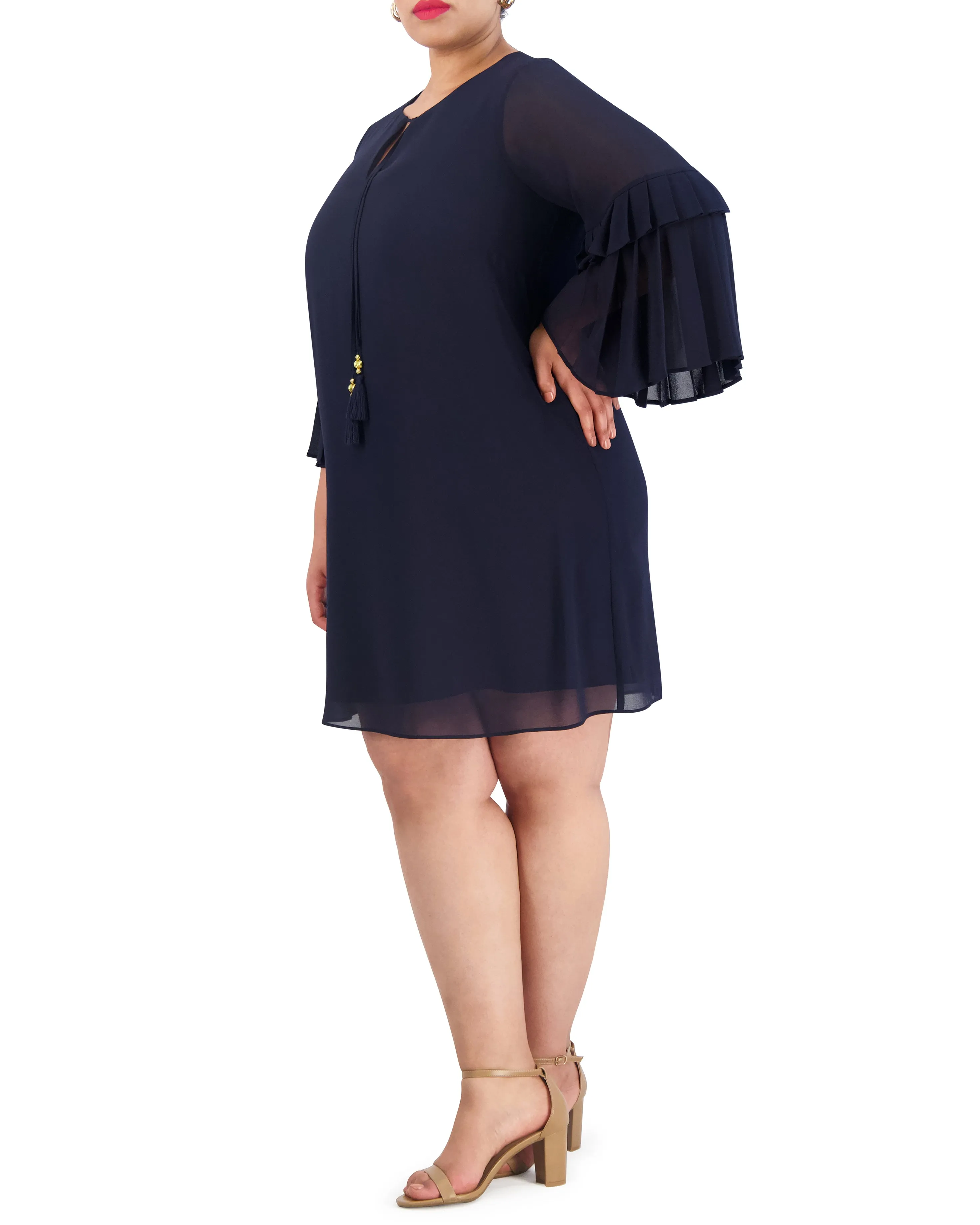 Plus-Size Tasseled Pleated-Sleeve Dress sold by Vince Camuto product image thumbnail 3