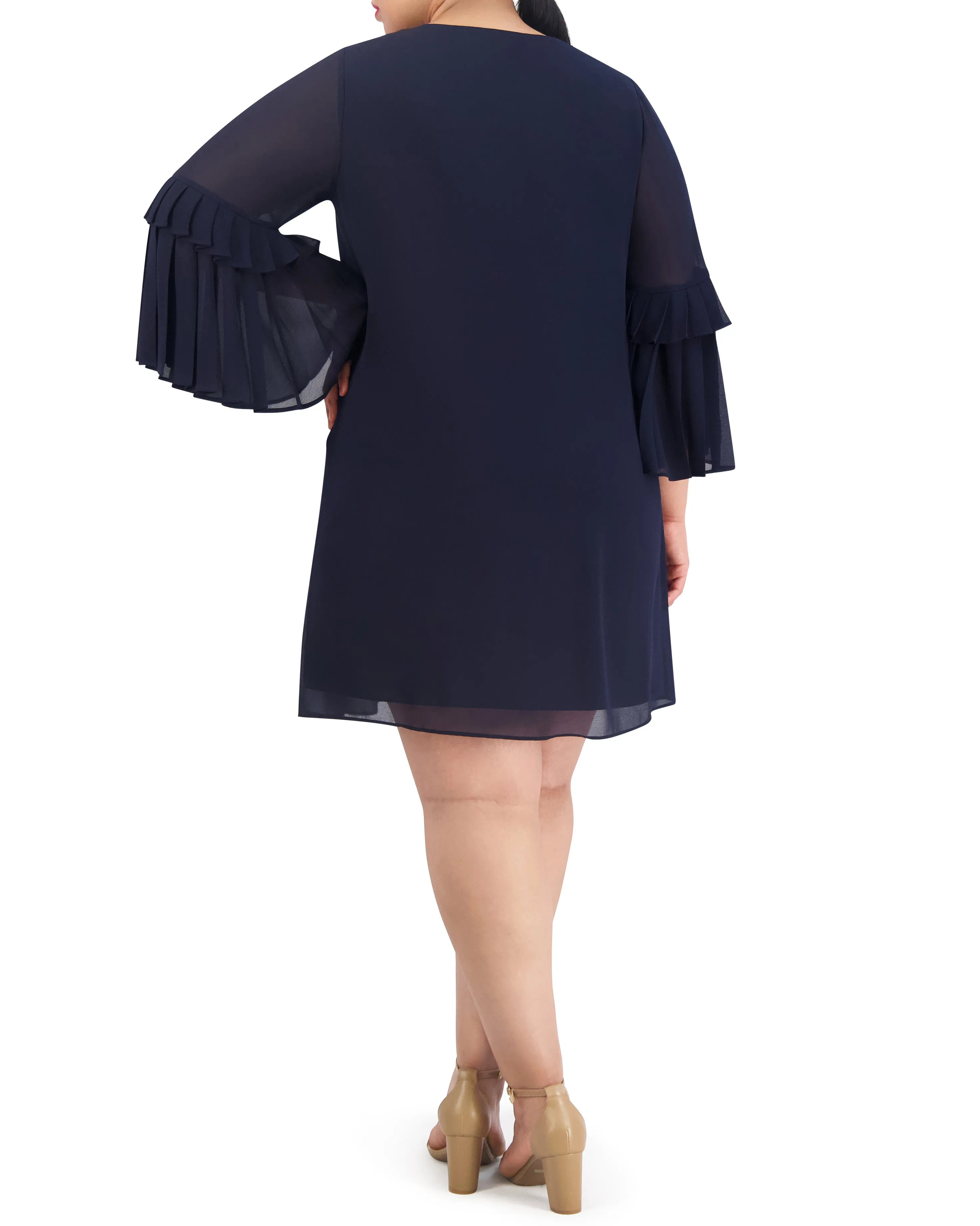 Plus-Size Tasseled Pleated-Sleeve Dress sold by Vince Camuto product image thumbnail 4