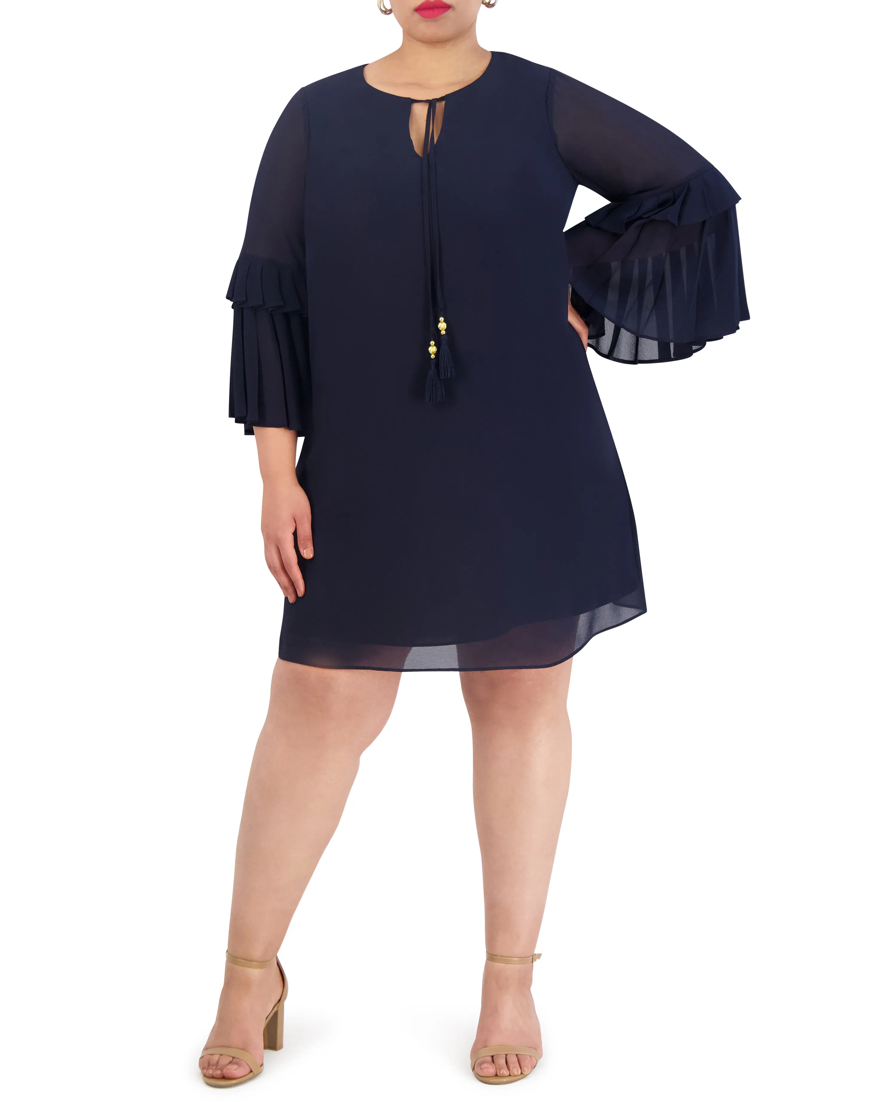 Plus-Size Tasseled Pleated-Sleeve Dress sold by Vince Camuto