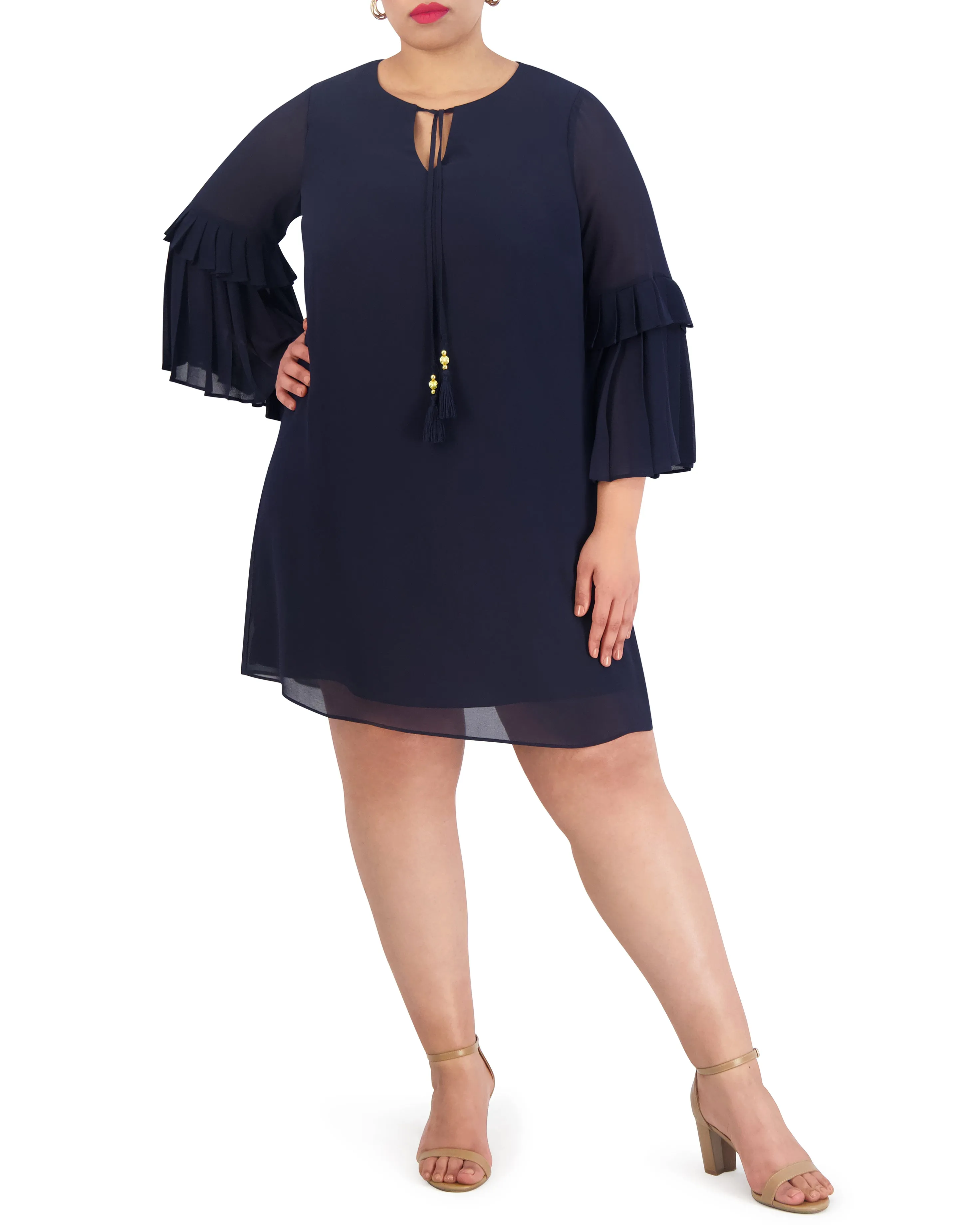 Plus-Size Tasseled Pleated-Sleeve Dress sold by Vince Camuto product image thumbnail 2