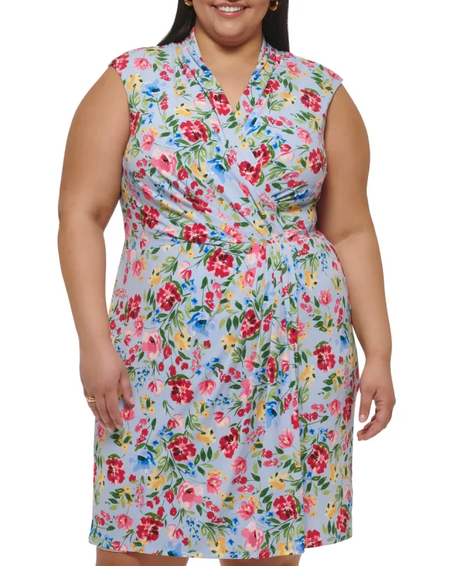 Plus-Size Floral-Print Faux-Wrap Dress sold by Vince Camuto