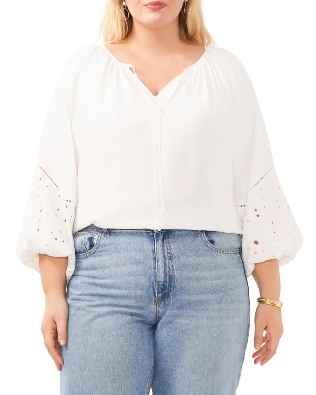 Plus-Size Ruched V-Neck Blouse sold by Vince Camuto