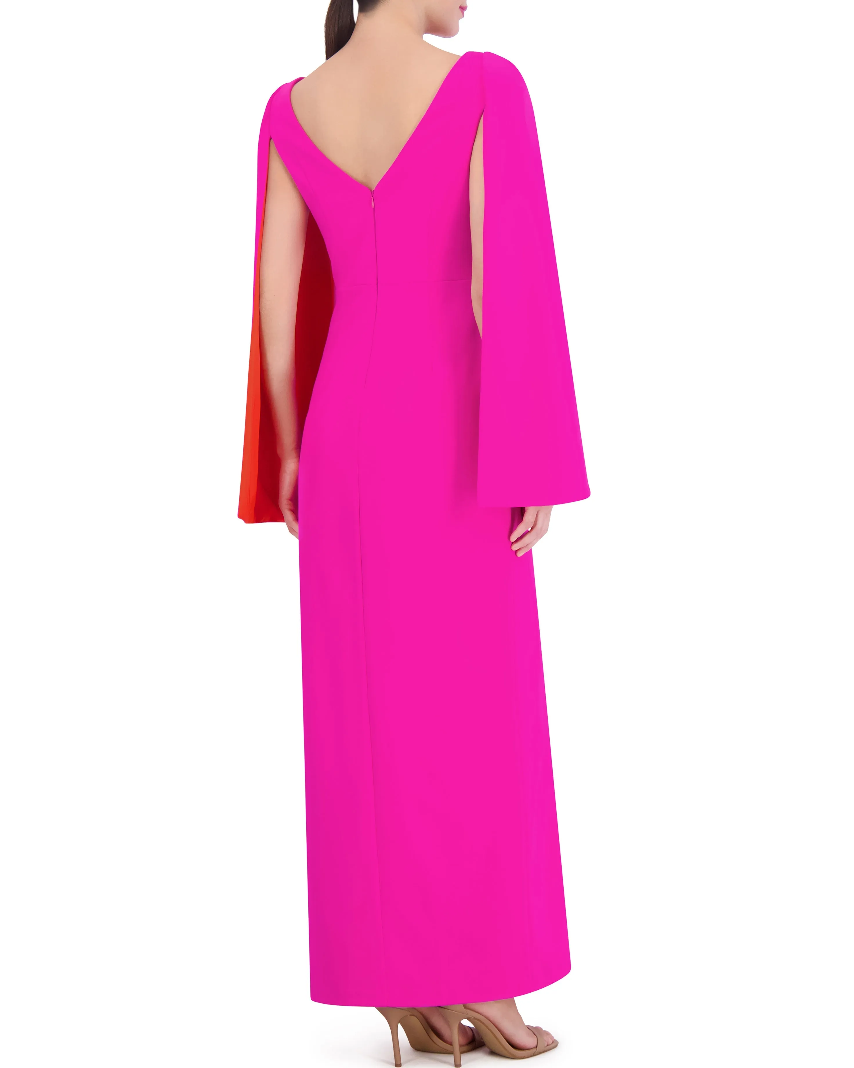 Cape-Sleeve Contrast-Satin Gown sold by Vince Camuto product image thumbnail 4