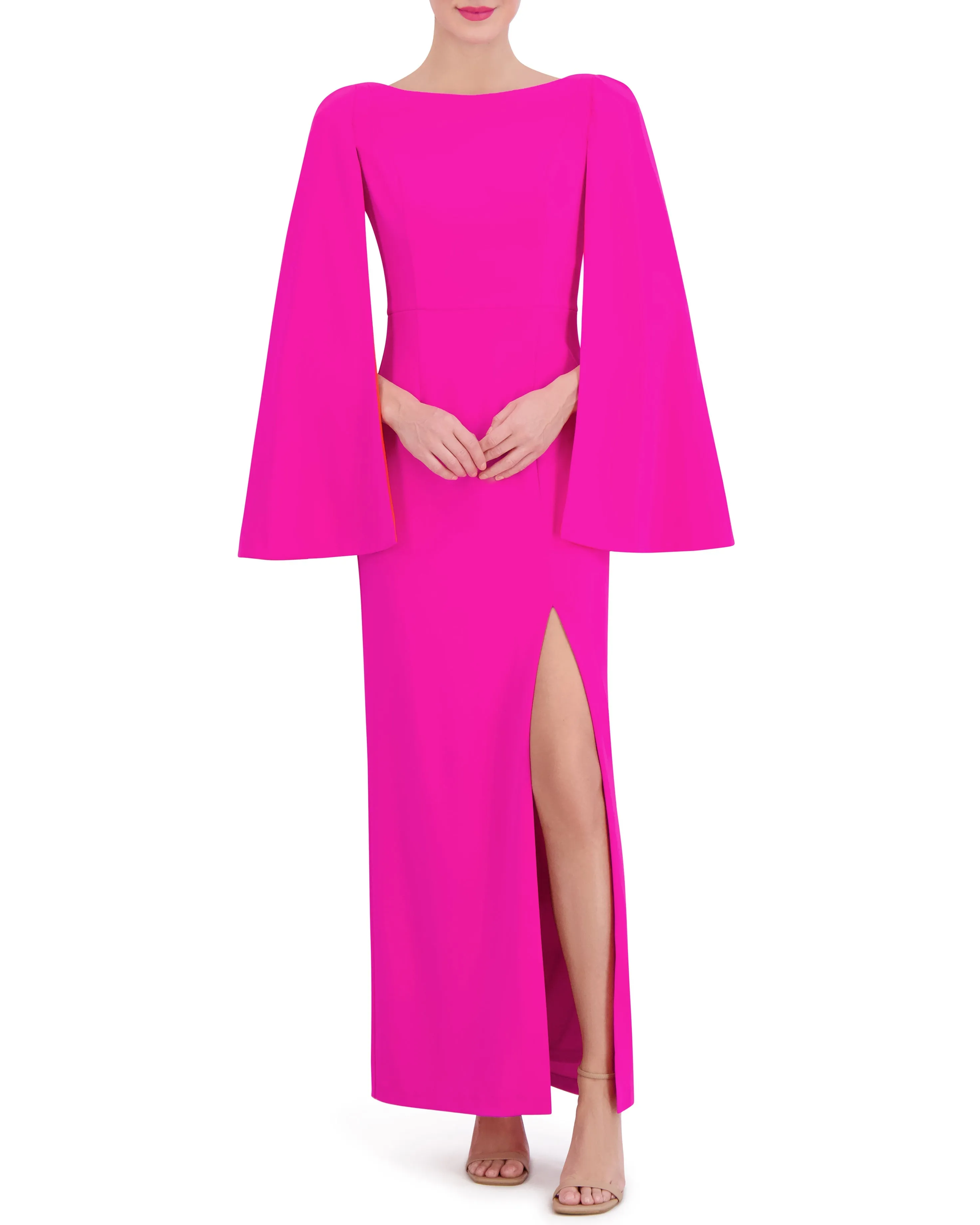 Cape-Sleeve Contrast-Satin Gown sold by Vince Camuto product image thumbnail 2