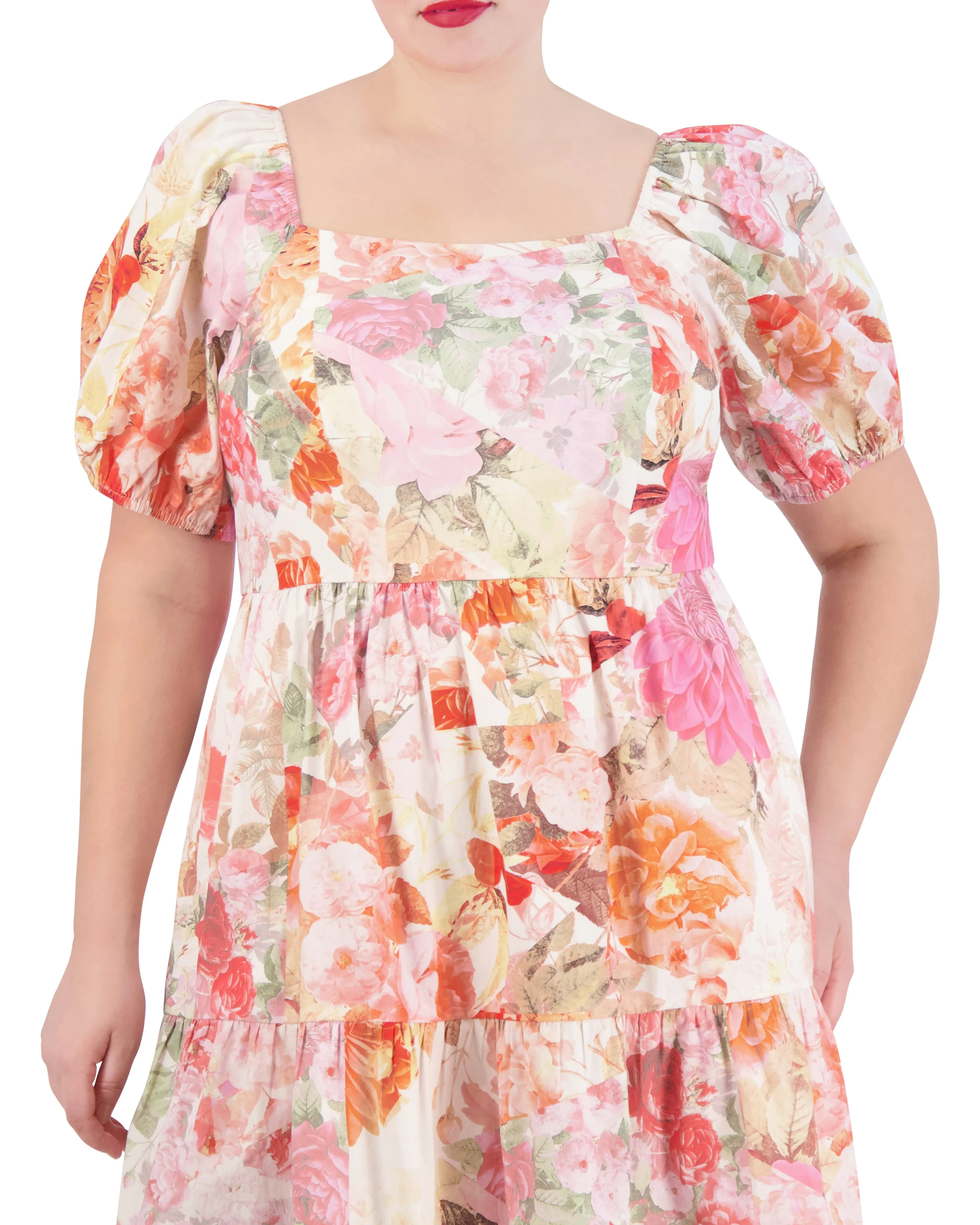 Plus-Size Floral-Print Cotton Puff-Sleeve Dress sold by Vince Camuto product image thumbnail 2