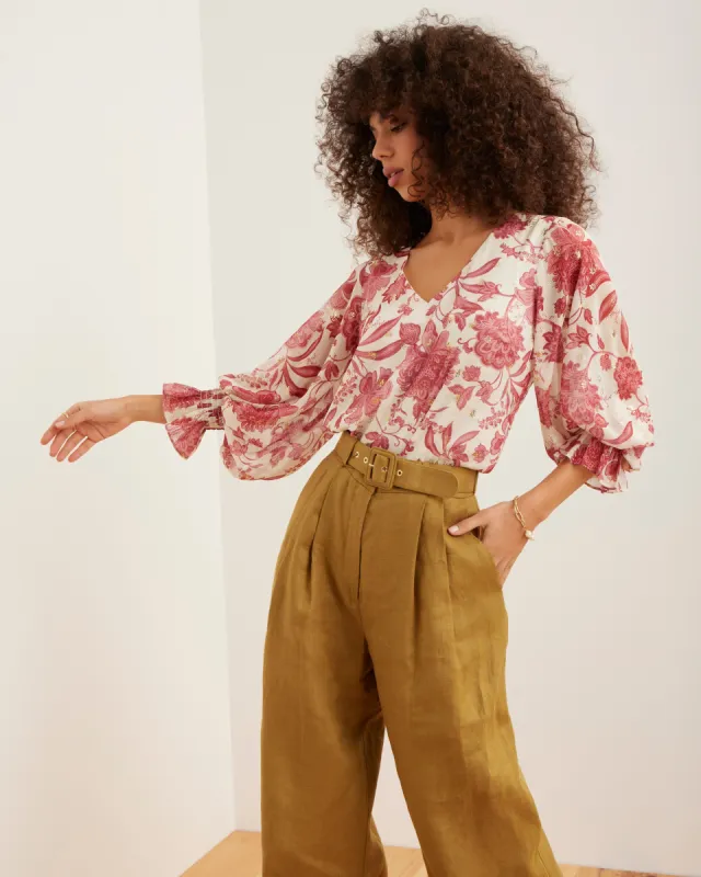 Floral Print Balloon-Sleeve Blouse sold by Vince Camuto