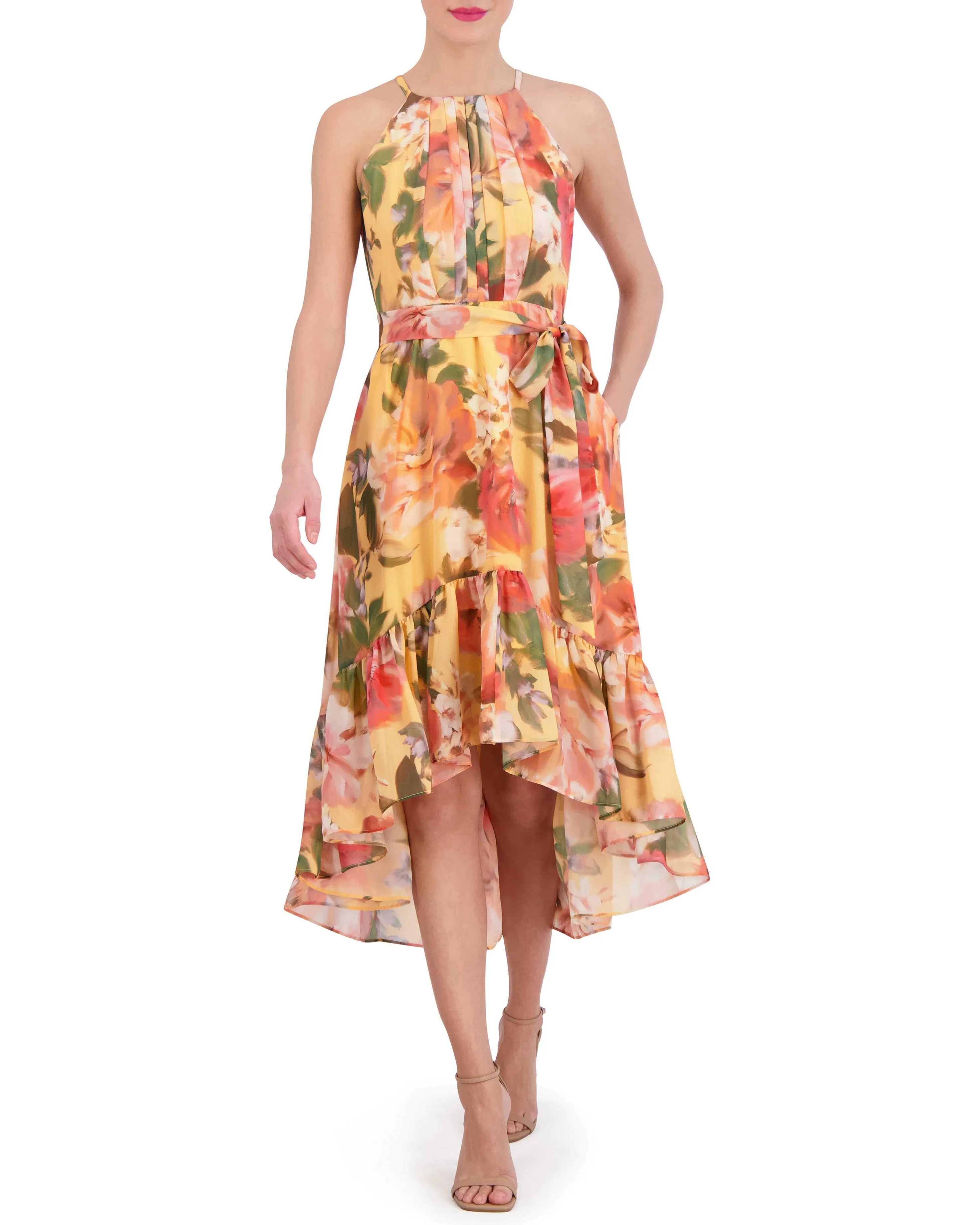 Floral-Print High-Low Midi Dress sold by Vince Camuto