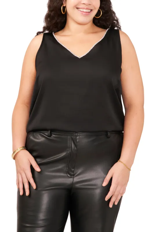 Plus-Size V-Neck Tank With Rhinestone Trim sold by Vince Camuto