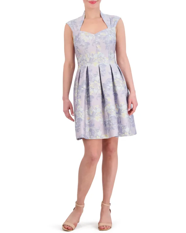 Jacquard Pleated Fit-And-Flare Dress sold by Vince Camuto