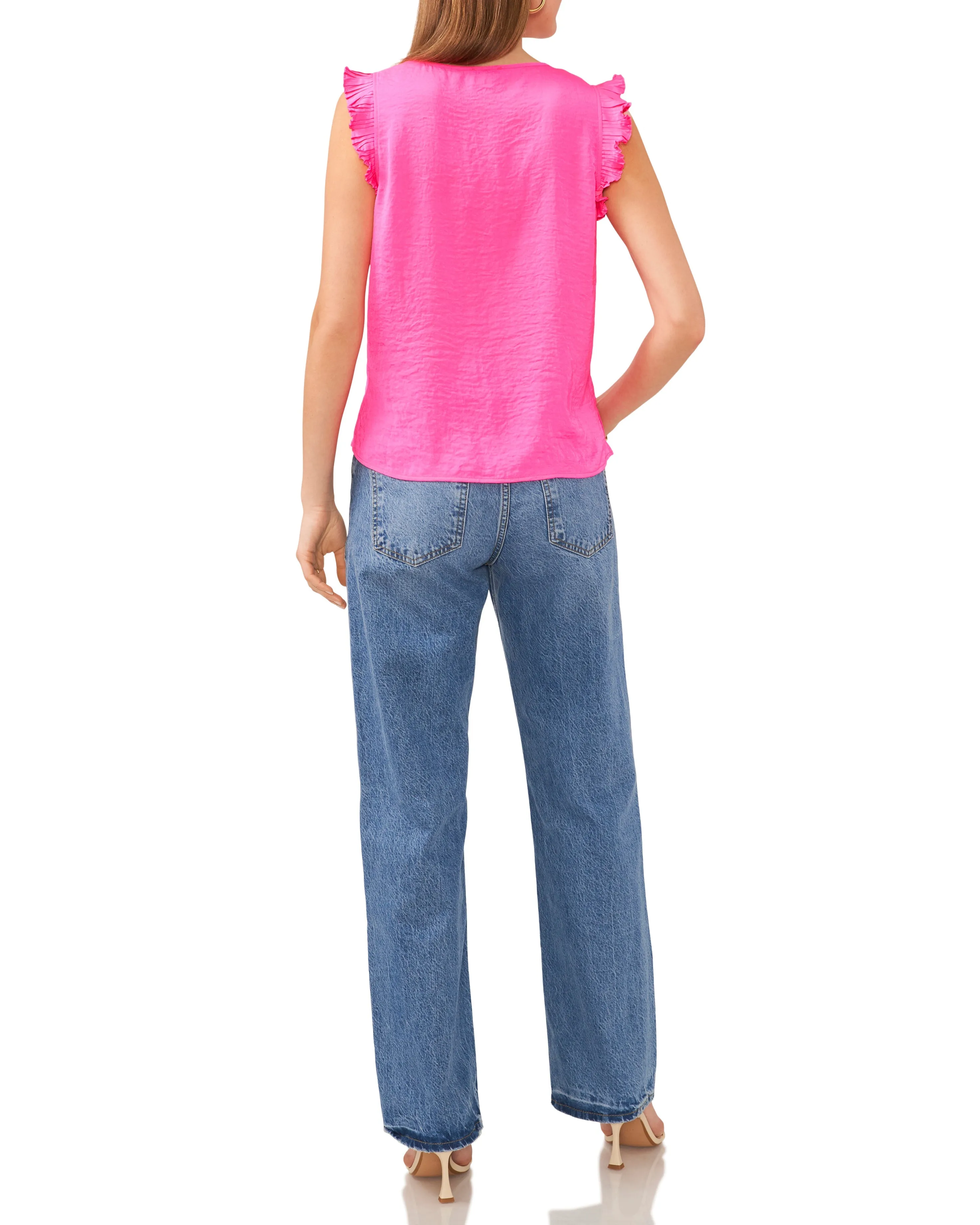 V-Neck Pleated Cap Sleeve Blouse sold by Vince Camuto product image thumbnail 4