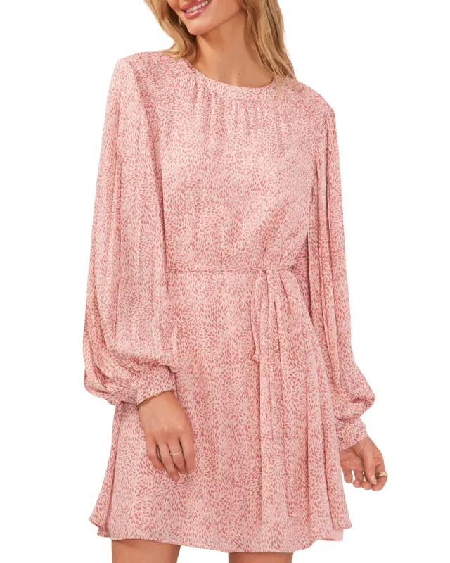 Printed Smocked Shoulder Puff Sleeve Dress sold by Vince Camuto