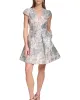 Floral Jacquard V-Neck Cap-Sleeve Dress sold by Vince Camuto
