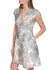 Floral Jacquard V-Neck Cap-Sleeve Dress sold by Vince Camuto