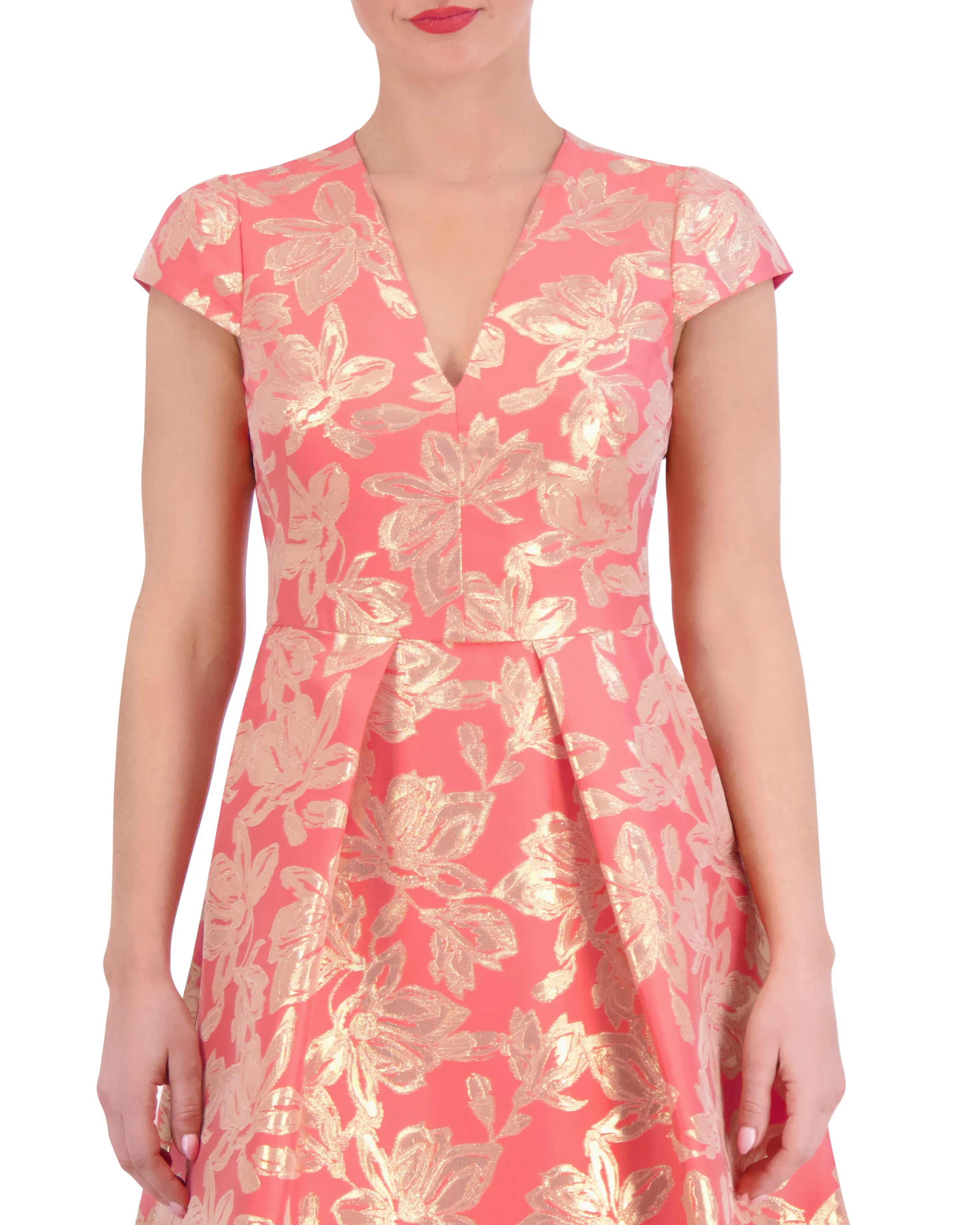 Petite Floral-Jacquard Fit-And-Flare Dress sold by Vince Camuto product image thumbnail 5