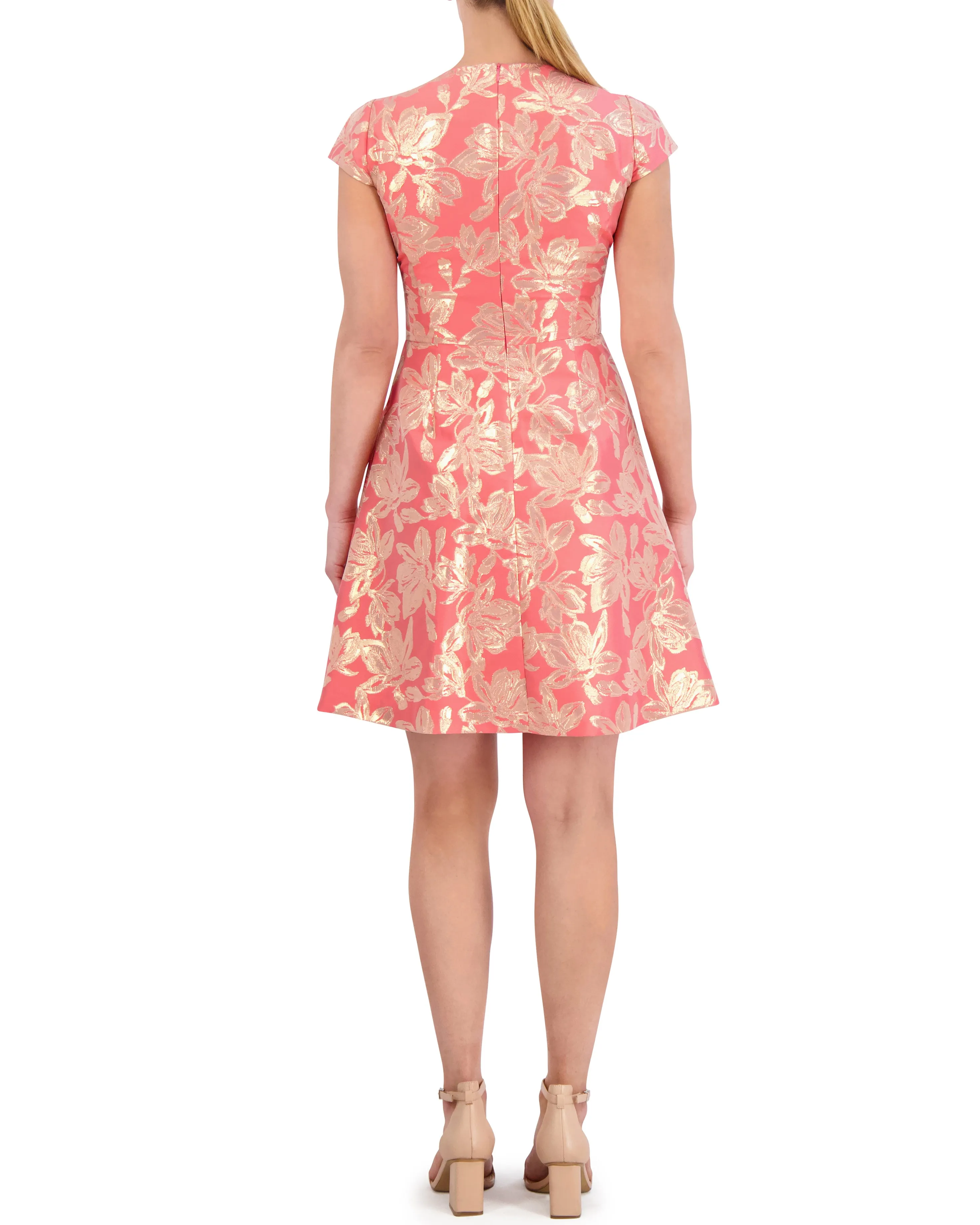 Petite Floral-Jacquard Fit-And-Flare Dress sold by Vince Camuto product image thumbnail 2