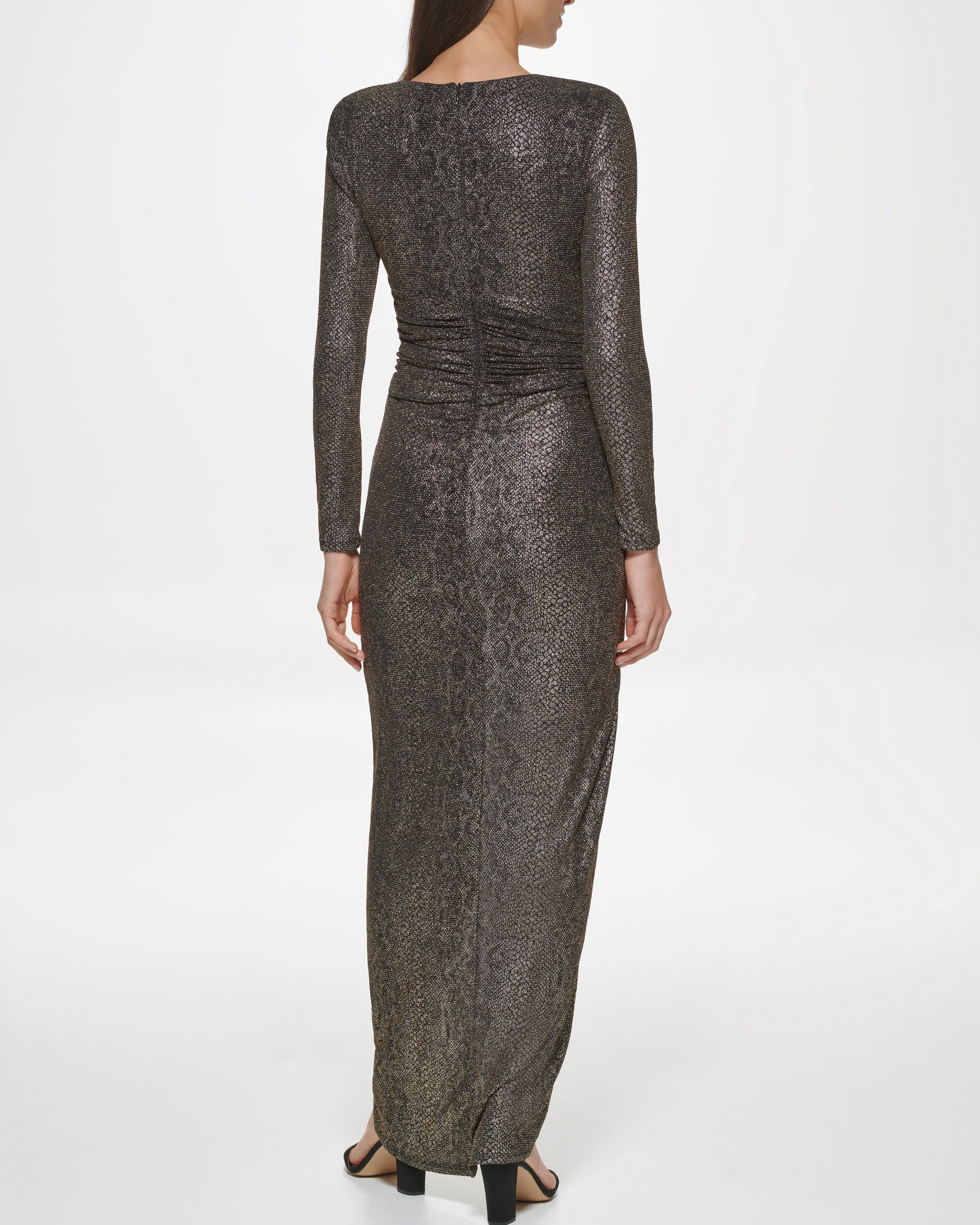 Petite Ruched Metallic V-Neck Gown sold by Vince Camuto product image thumbnail 3
