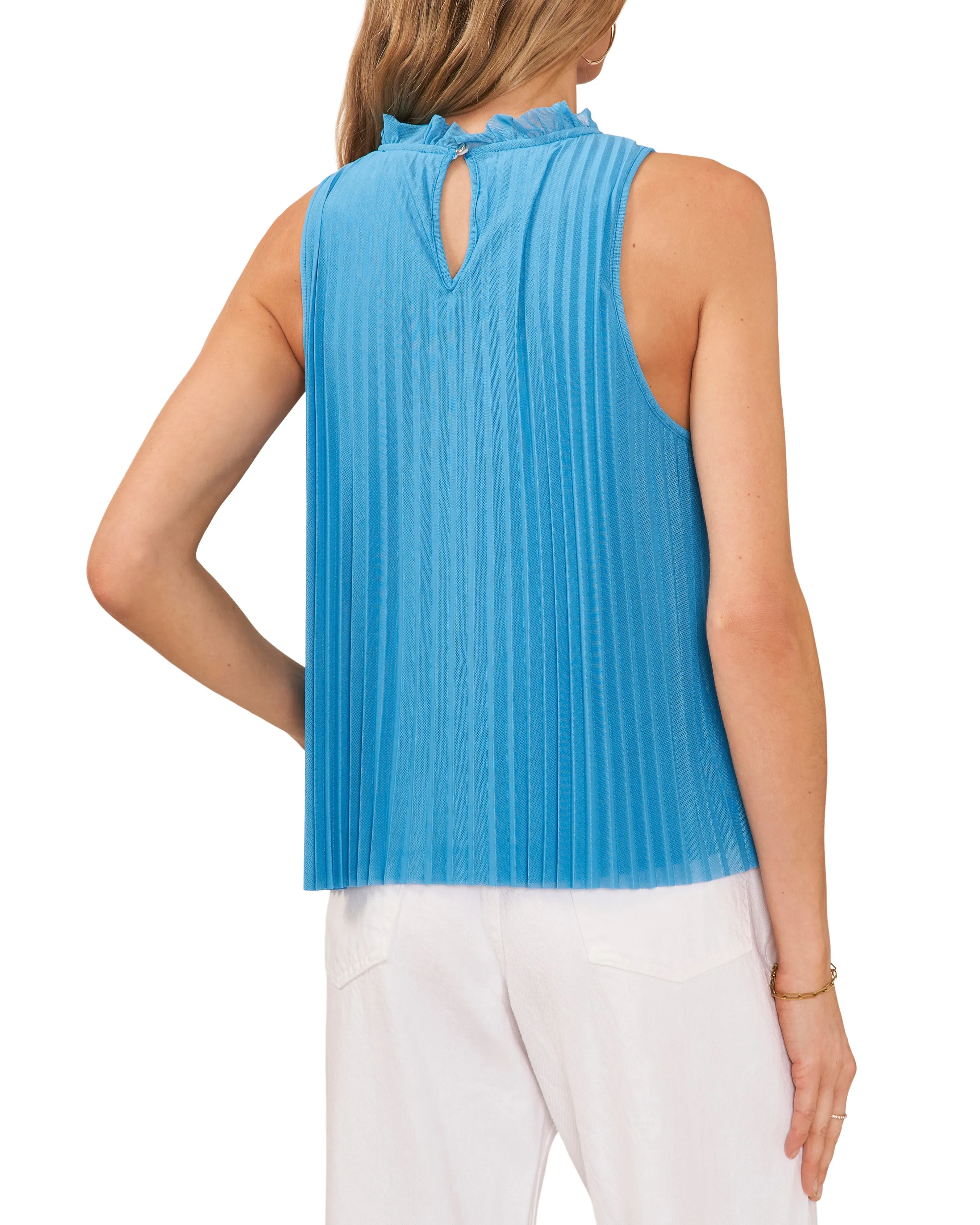 Pleated Ruffle Neck Mesh Blouse sold by Vince Camuto product image thumbnail 2