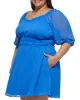 Plus-Size Chiffon Ruffled-Neckline Fit-And-Flare Dress sold by Vince Camuto