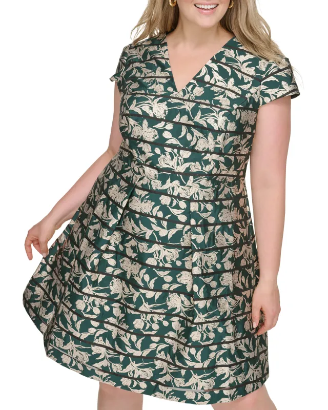 Plus-Size Striped Floral-Jacquard Dress sold by Vince Camuto