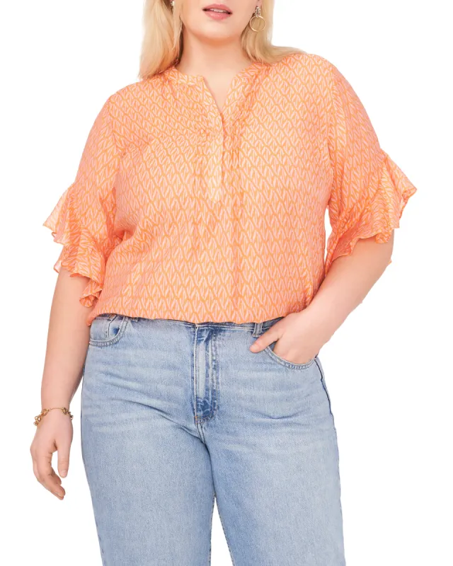 Plus-Size Pintuck Pleated Flutter Sleeve Blouse sold by Vince Camuto