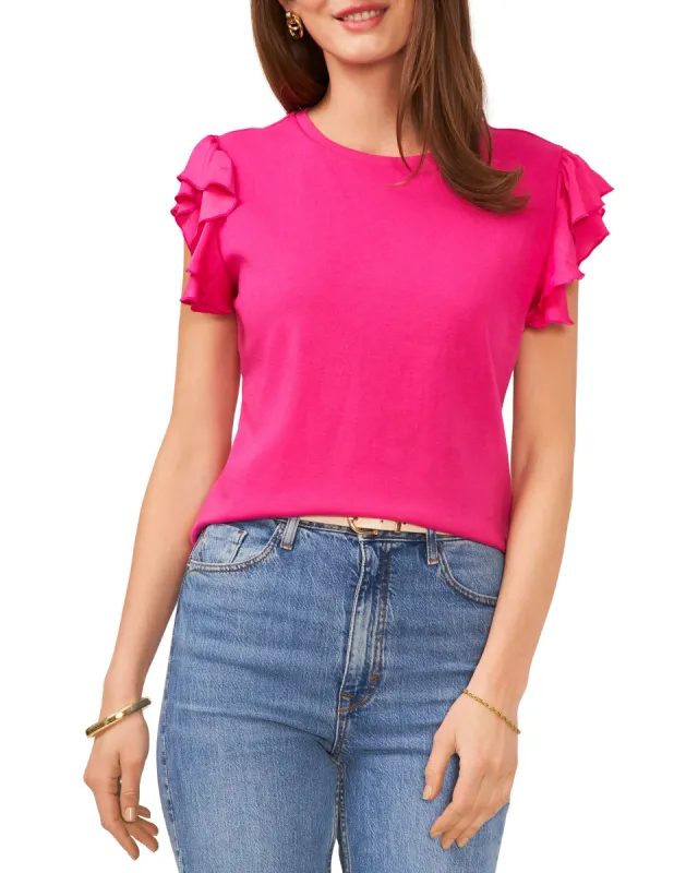 Tiered Ruffled Sleeve T-Shirt sold by Vince Camuto