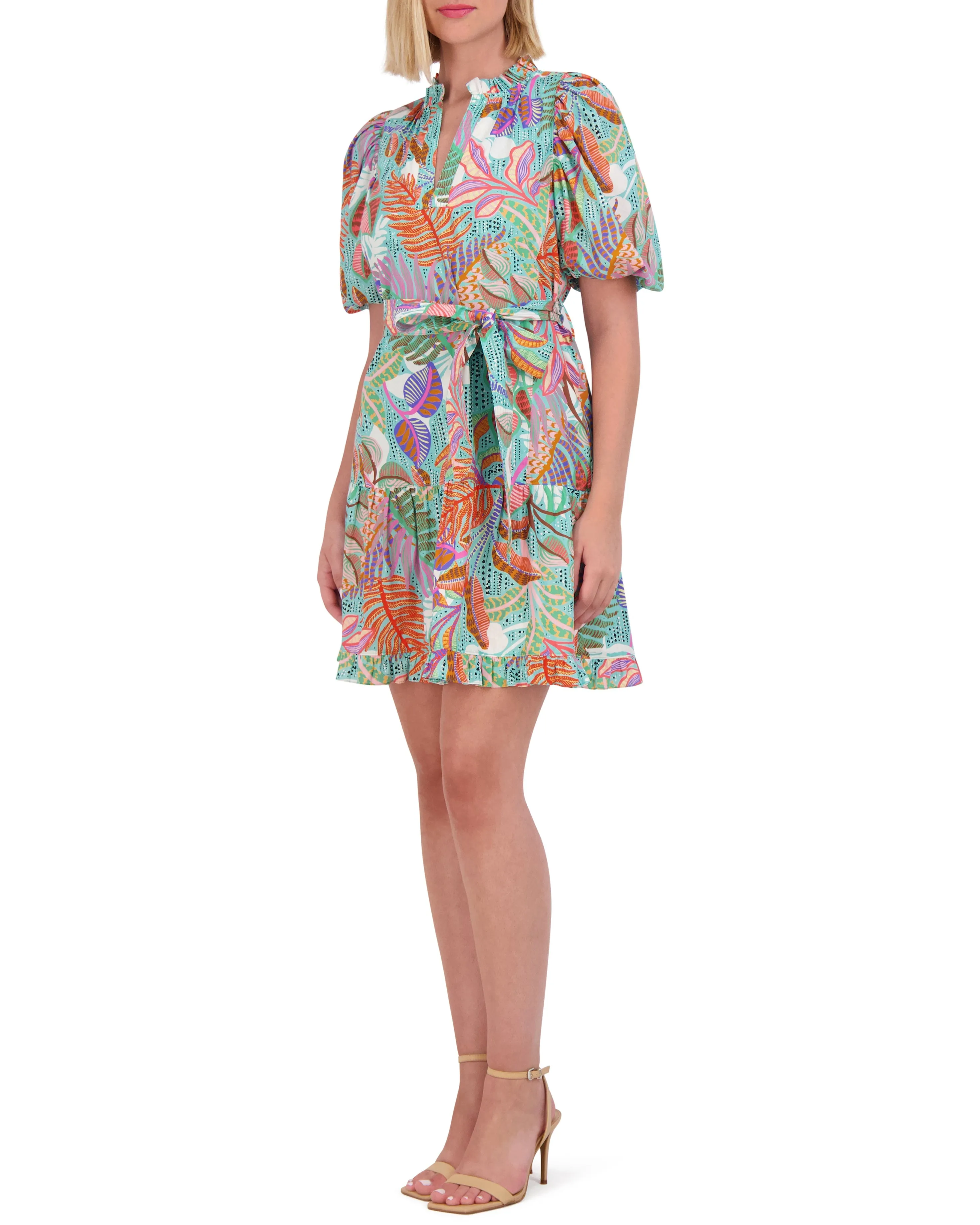 Printed Cotton Puff-Sleeve Dress sold by Vince Camuto