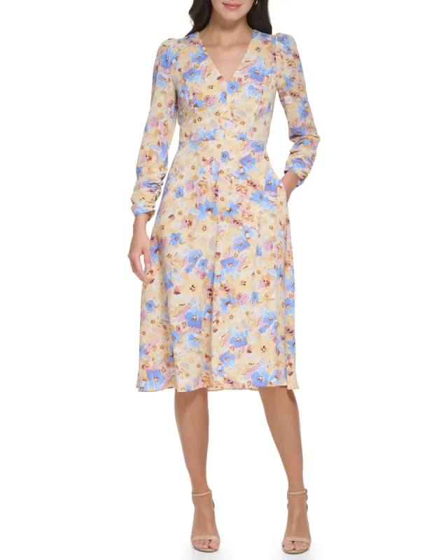 Floral-Print Cutout Dress sold by Vince Camuto