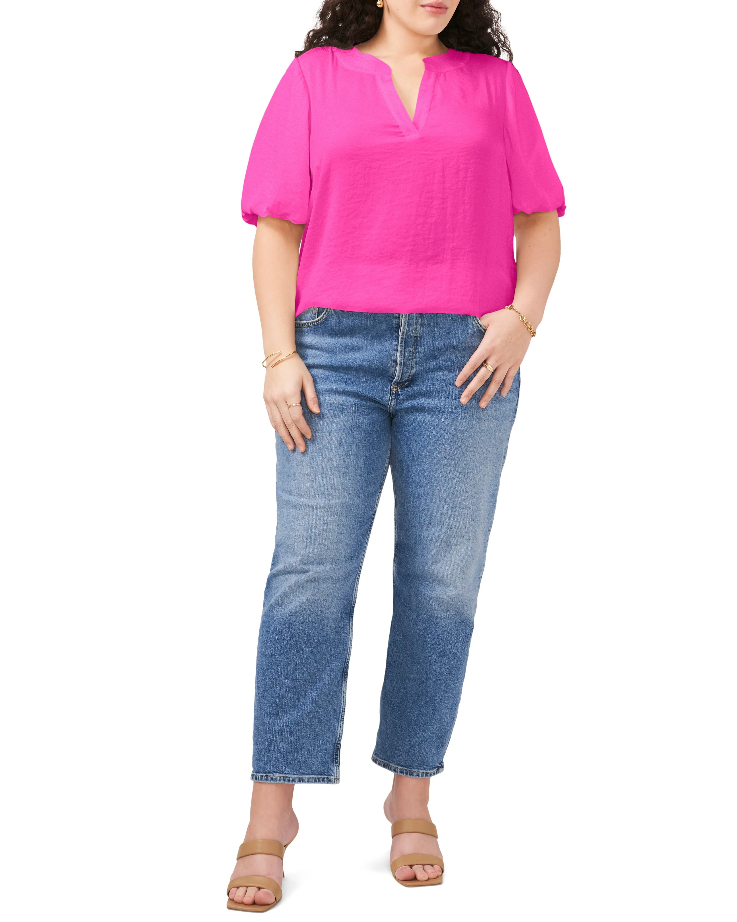 Plus-Size V-Neck Puff Sleeve Blouse sold by Vince Camuto product image thumbnail 3