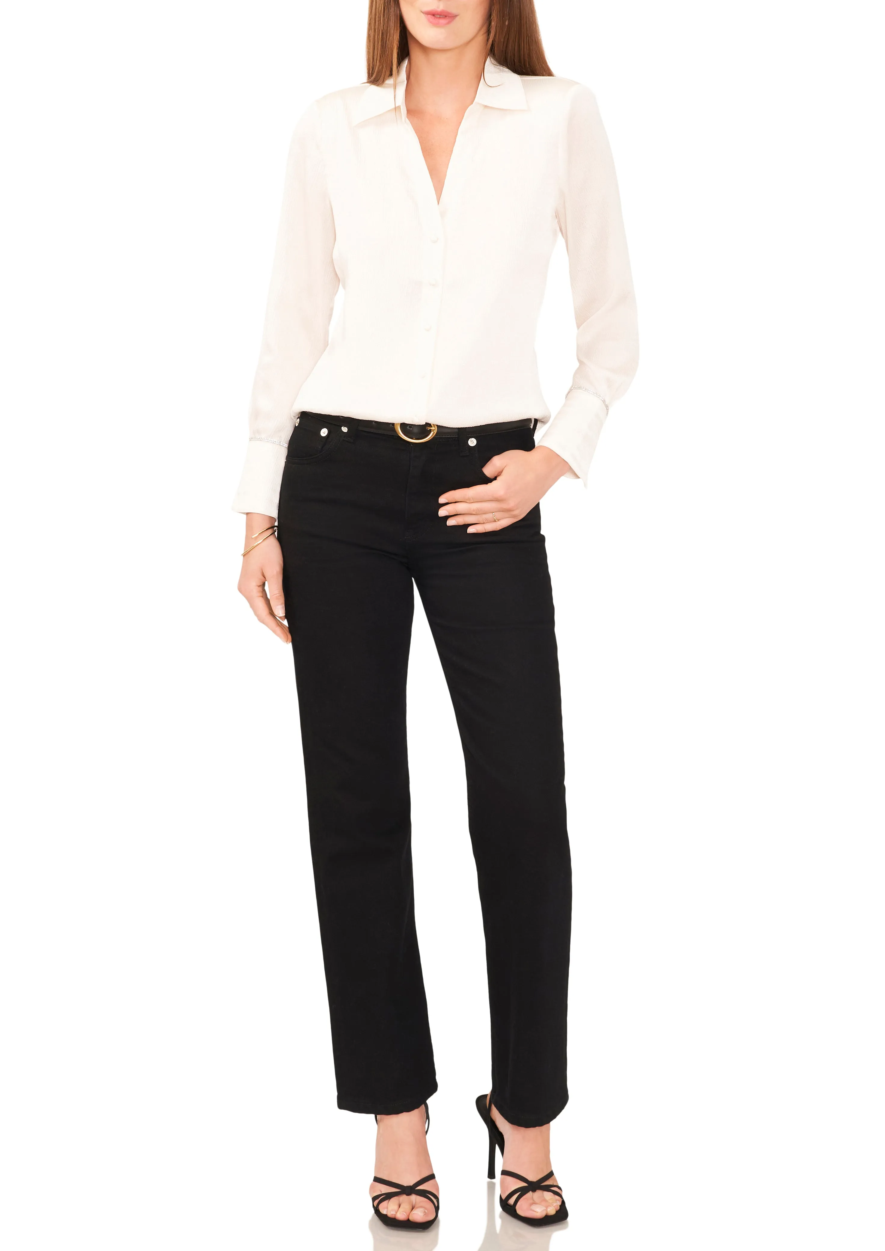 Flared Cuff V-Neck Shirt sold by Vince Camuto product image thumbnail 3