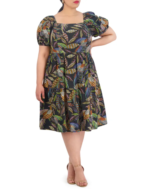 Plus-Size Printed Cotton Square-Neck Midi Dress sold by Vince Camuto