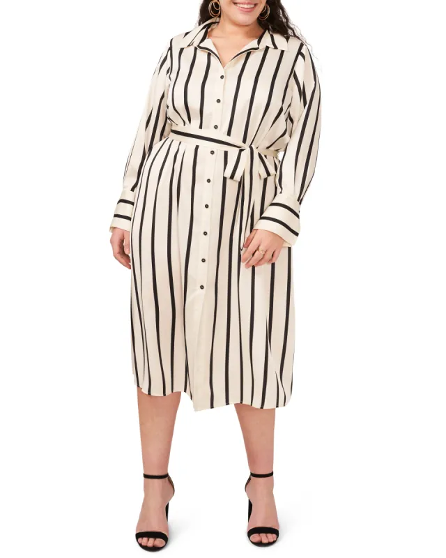 Plus-Size Striped Belted Shirtdress sold by Vince Camuto