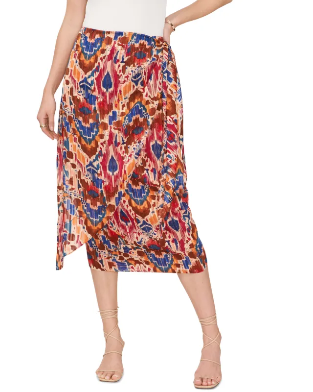 Printed Tie Front Midi Skirt sold by Vince Camuto