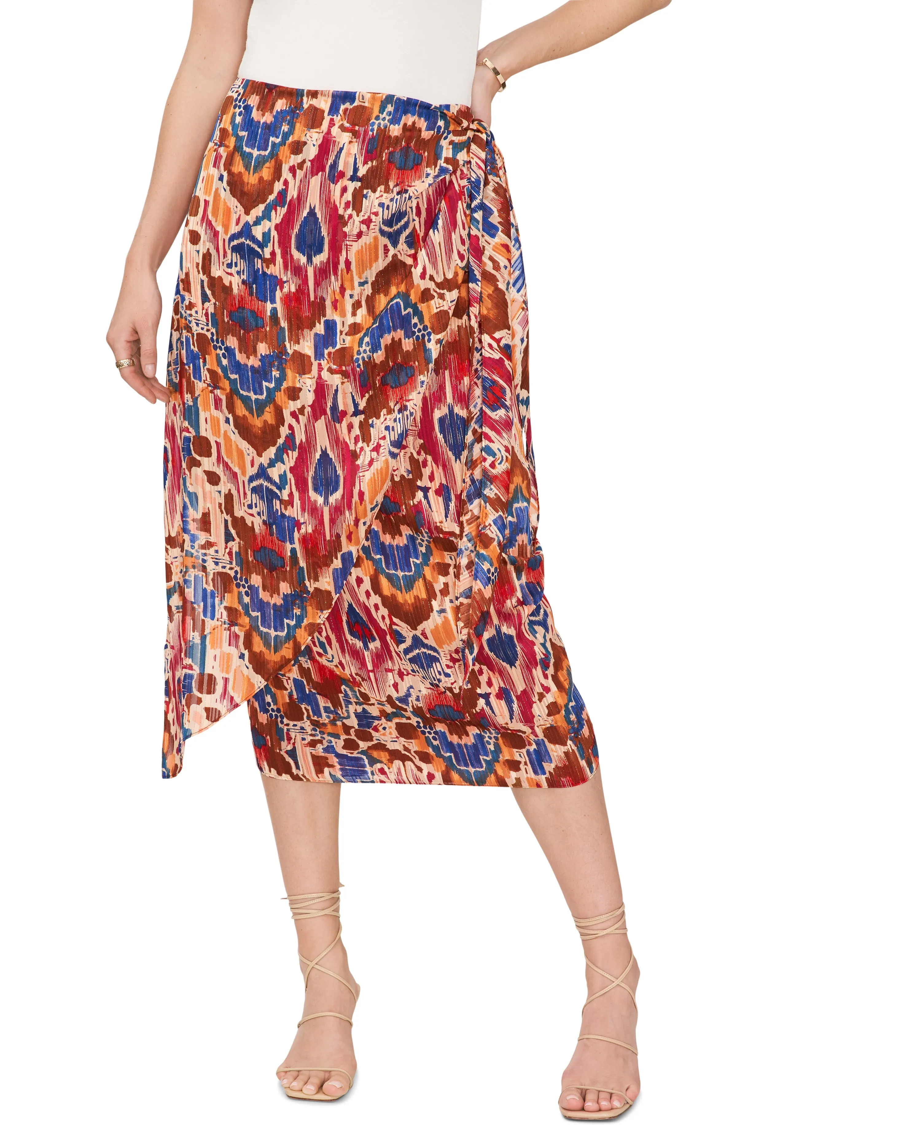 Printed Tie Front Midi Skirt sold by Vince Camuto