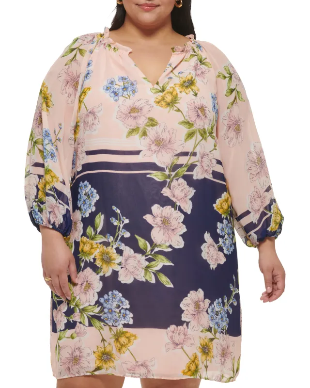 Plus-Size Floral-Print Chiffon Dress sold by Vince Camuto