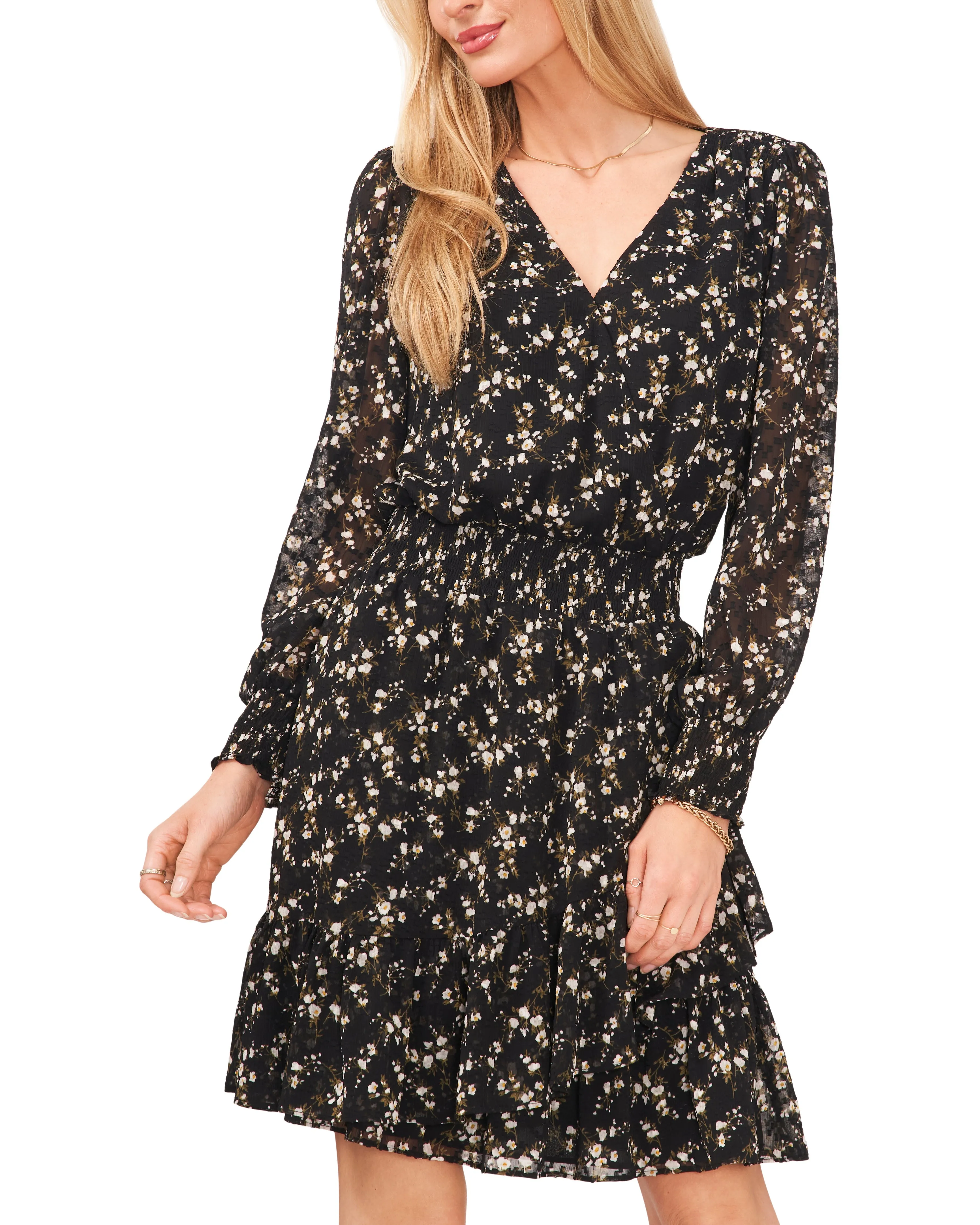 Floral Print Smocked Waist Dress sold by Vince Camuto
