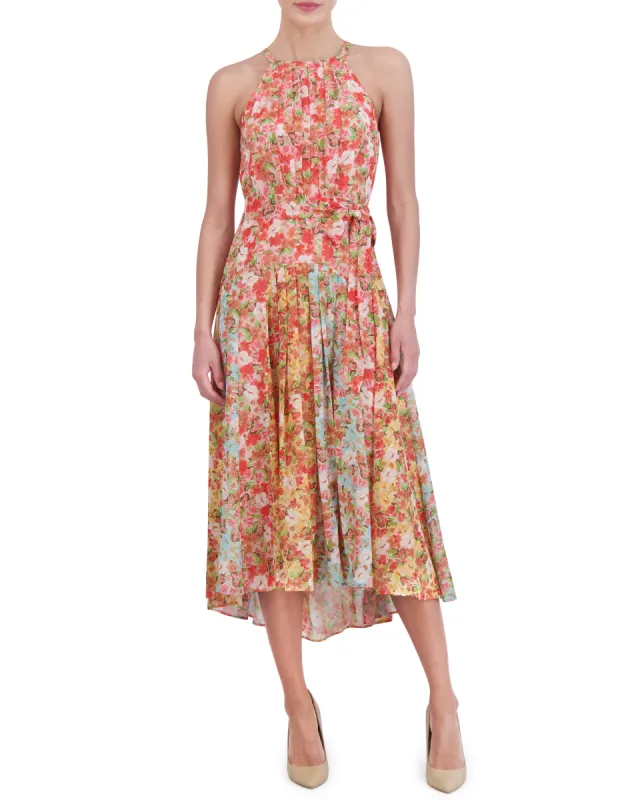 Printed Pleated Chiffon Midi Dress sold by Vince Camuto
