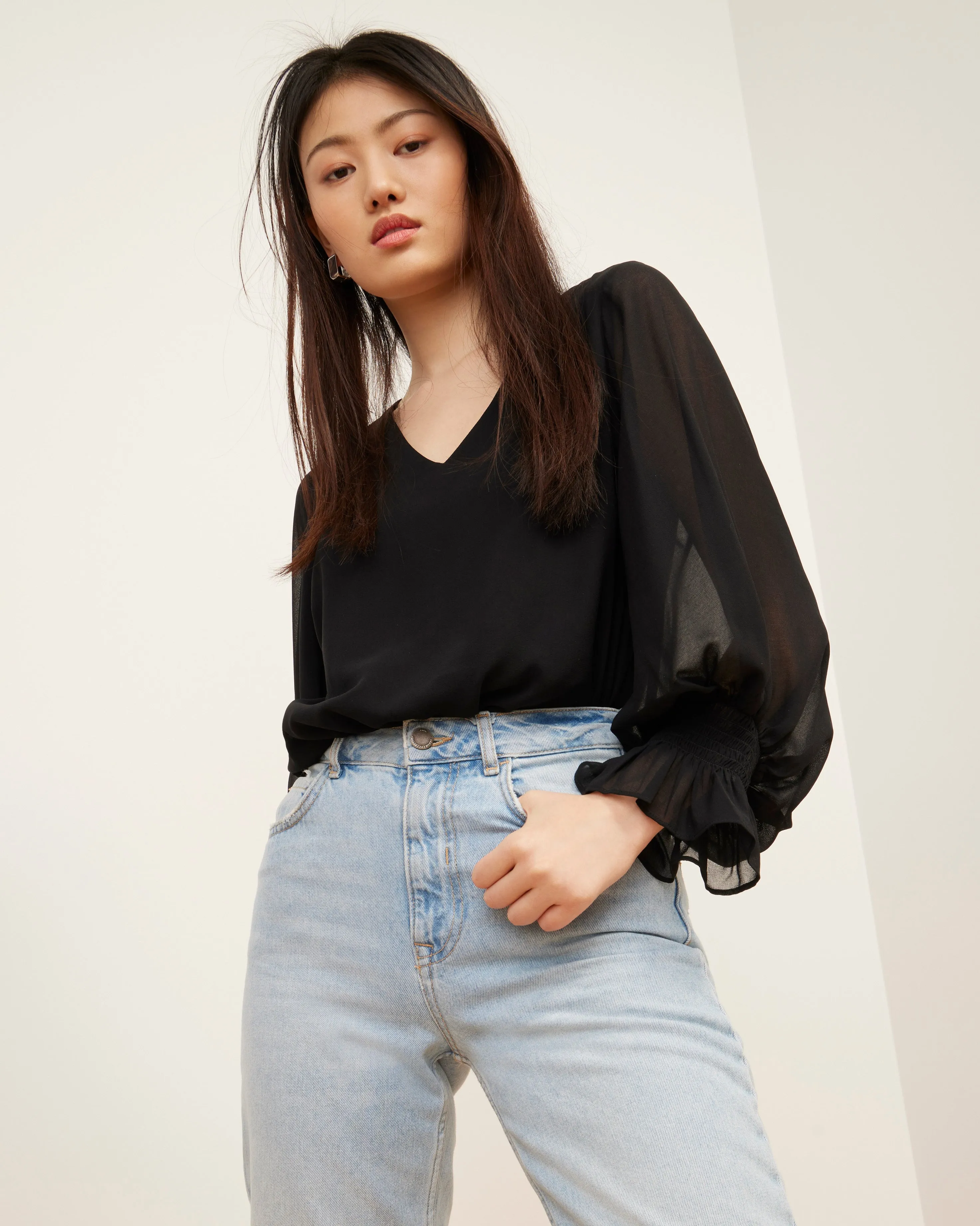 V-Neck Balloon Sleeve Blouse sold by Vince Camuto product image thumbnail 2