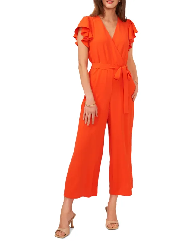 V-Neck Flutter Sleeve Jumpsuit sold by Vince Camuto