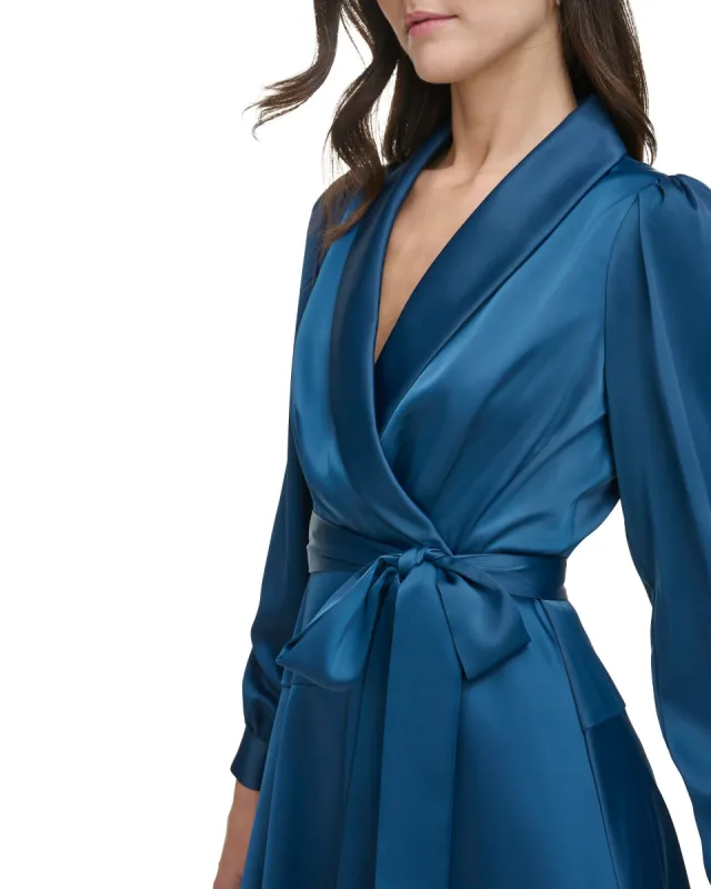 Satin Faux-Wrap Dress sold by Vince Camuto