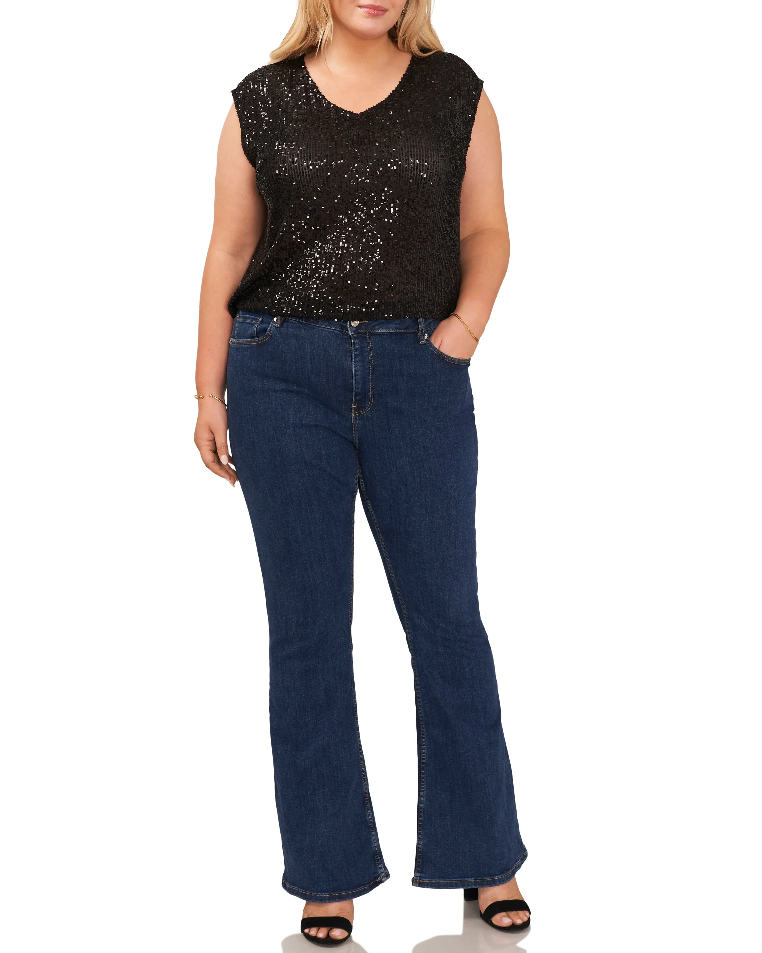 Plus-Size Sequined V-Neck Top sold by Vince Camuto product image thumbnail 3