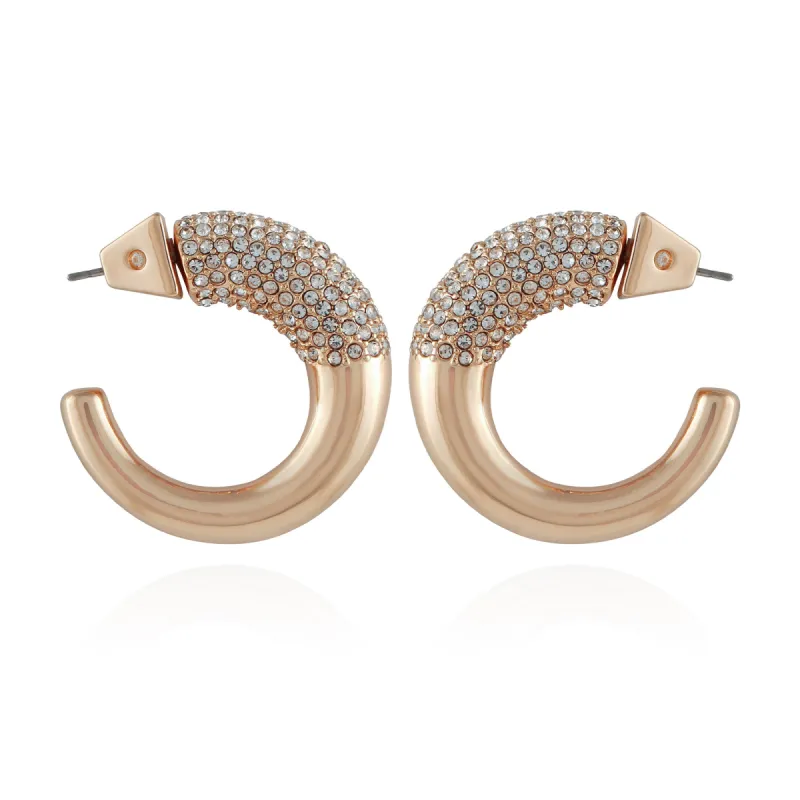 Goldtone Pave Crystal Stone Open Hoop Earrings sold by Vince Camuto