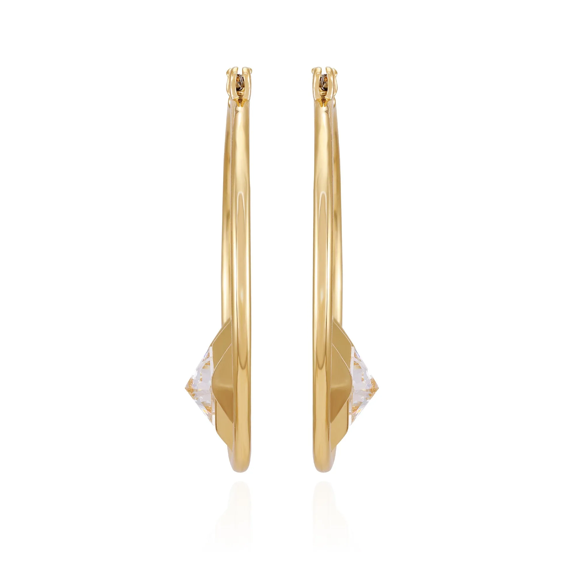 Goldtone Floating Crystal Hoop Earrings sold by Vince Camuto product image thumbnail 3