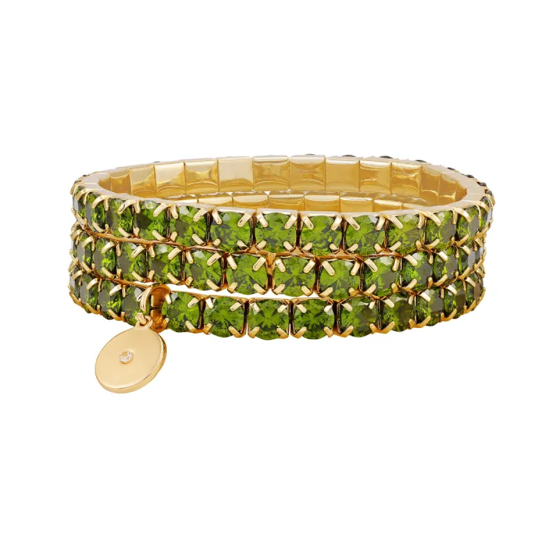 Goldtone 3 Piece Green Crystal Stone Stretch Bracelet Set sold by Vince Camuto