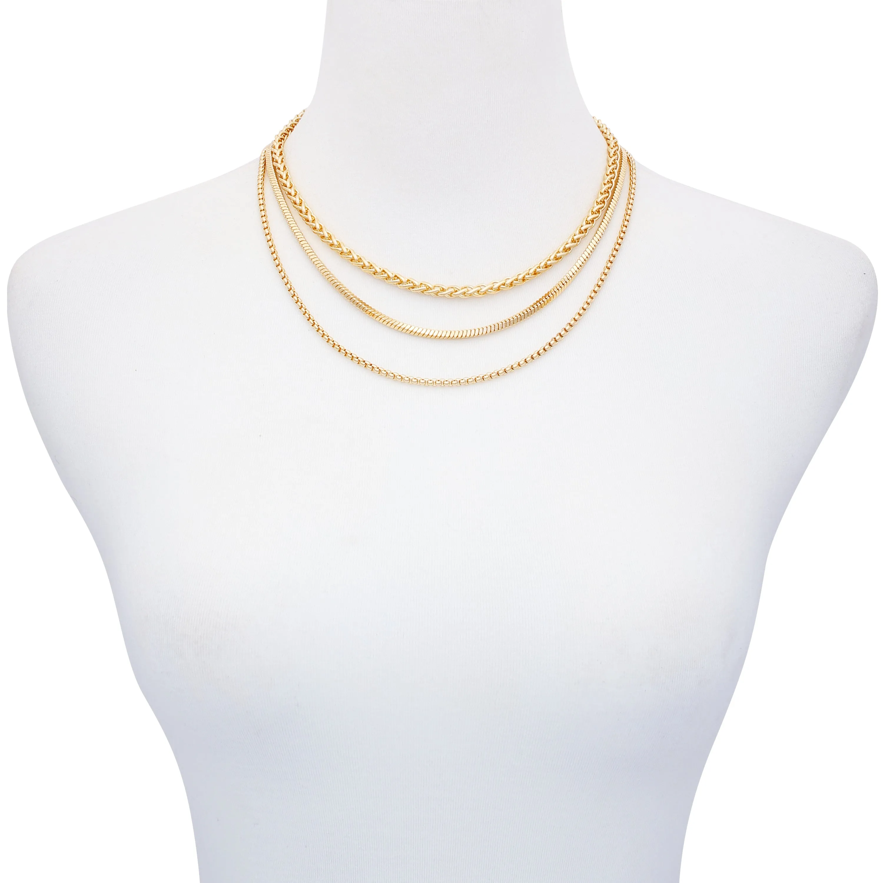 Goldtone 3 Piece Mixed Chain Layered Necklace Set sold by Vince Camuto product image thumbnail 2