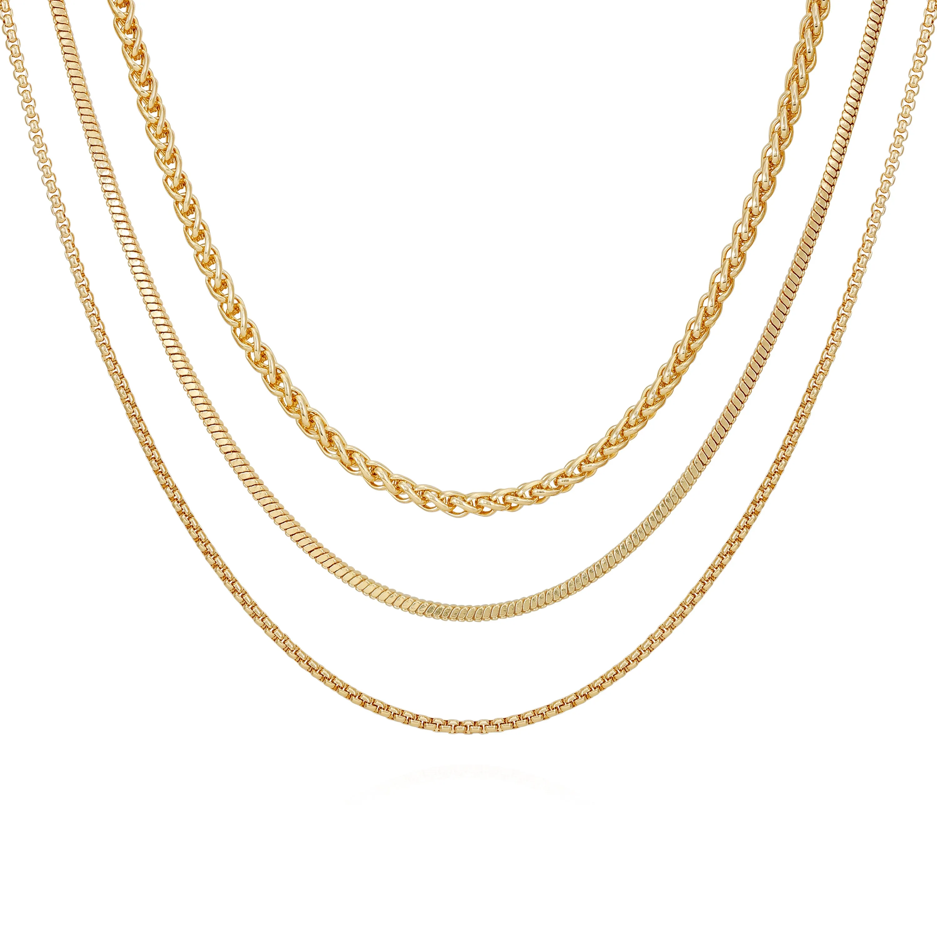 Goldtone 3 Piece Mixed Chain Layered Necklace Set sold by Vince Camuto