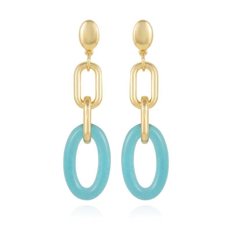 Goldtone Blue Candy Interlocking Drop Earrings sold by Vince Camuto