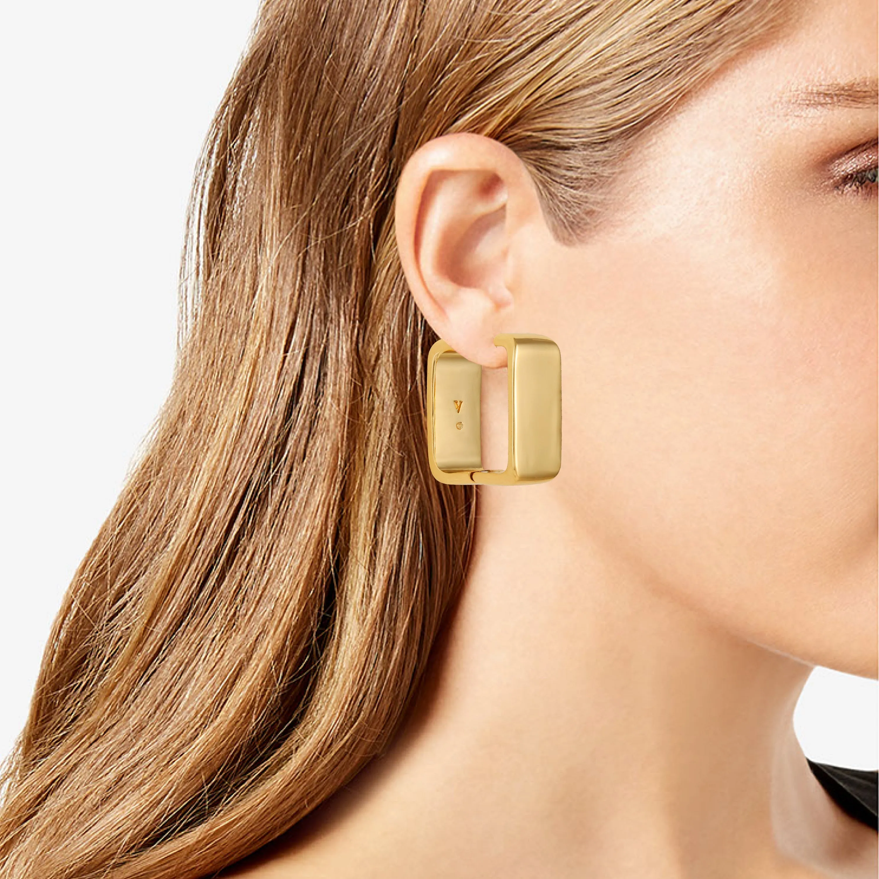 Brass Rectangle Hoop Earrings sold by Vince Camuto product image thumbnail 2