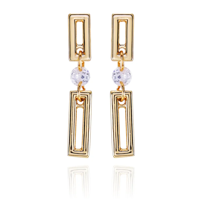 Goldtone Clear Glass Stone Dainty Drop Earrings sold by Vince Camuto