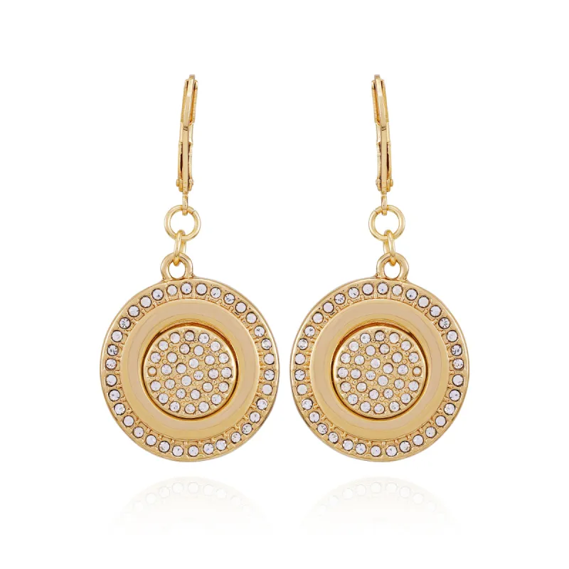 Goldtone Pave Stone Coin Drop Earrings sold by Vince Camuto