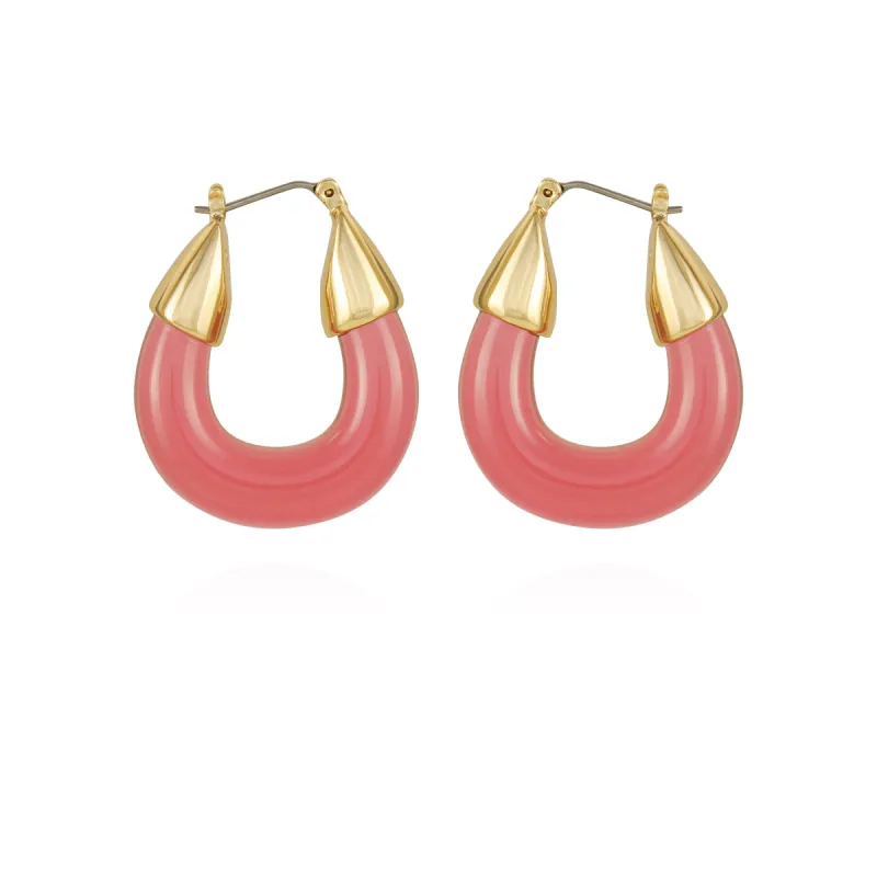 Goldtone Pink Candy Hoop Earrings made by Vince Camuto